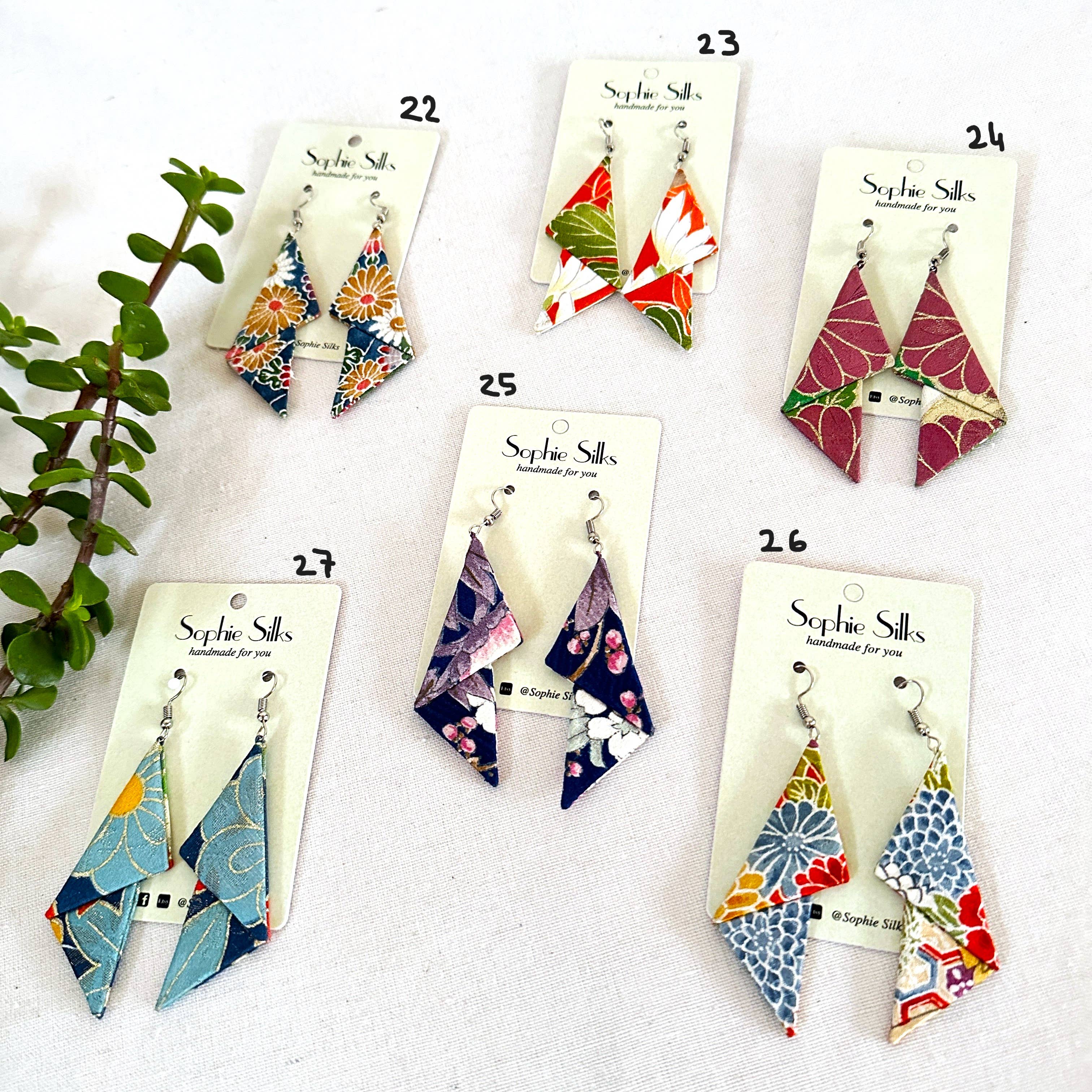 Sophie Silks - Vente Boucles d'oreilles pendantes - Boucles d'oreilles kimono empilées6