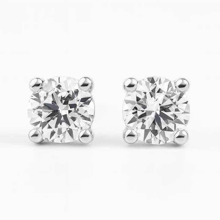 IGI Certified Round Lab Grown Diamond Solitaire Stud Earrings White Gold for wholesale by Fine Diamond