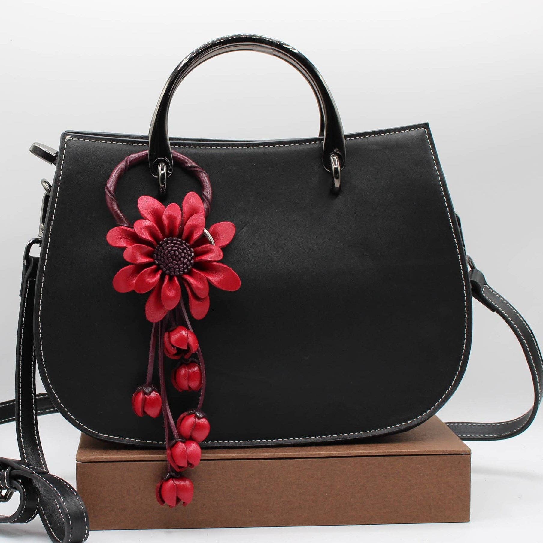 Sunflower Handmade leather inc – Porta-chaves - Mulher por atacado – Porta-chaves de flor de couro chaveiro bolsa charm.14