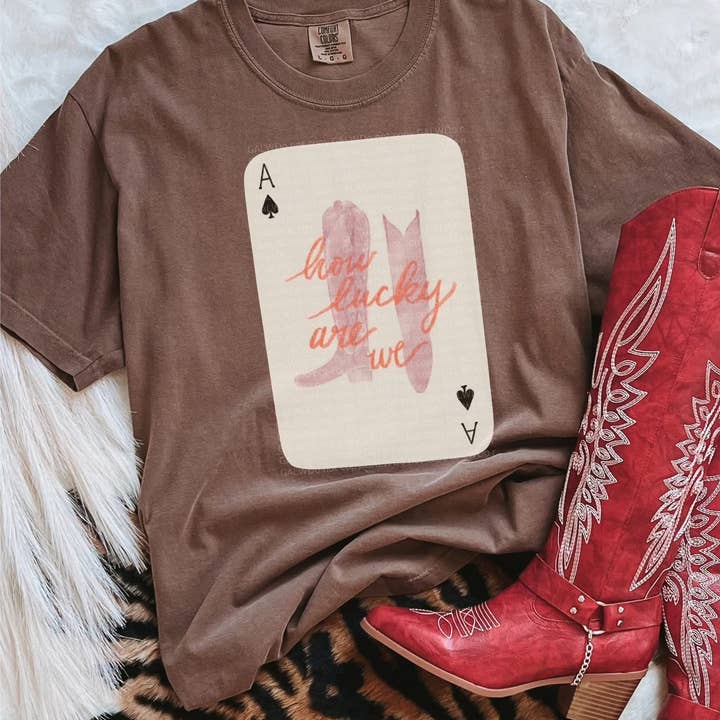 How lucky are we card tee or sweatshirt for wholesale by Gunpowder and lace wholesale