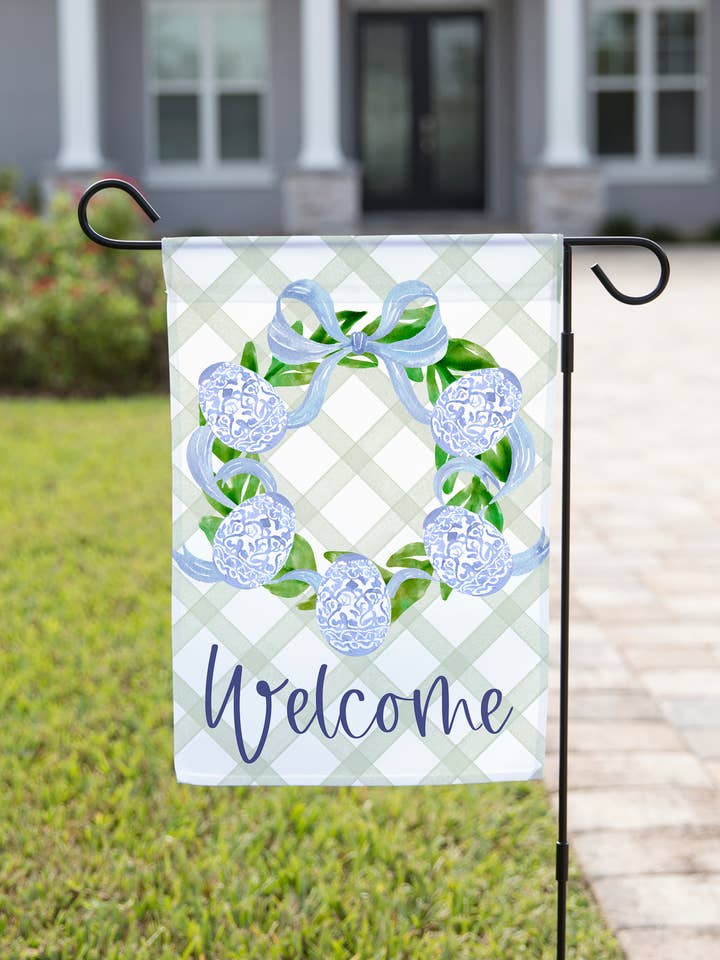 Drapeau de jardin de Pâques - Couronne d'œufs de Pâques pour la vente par The Navy Knot