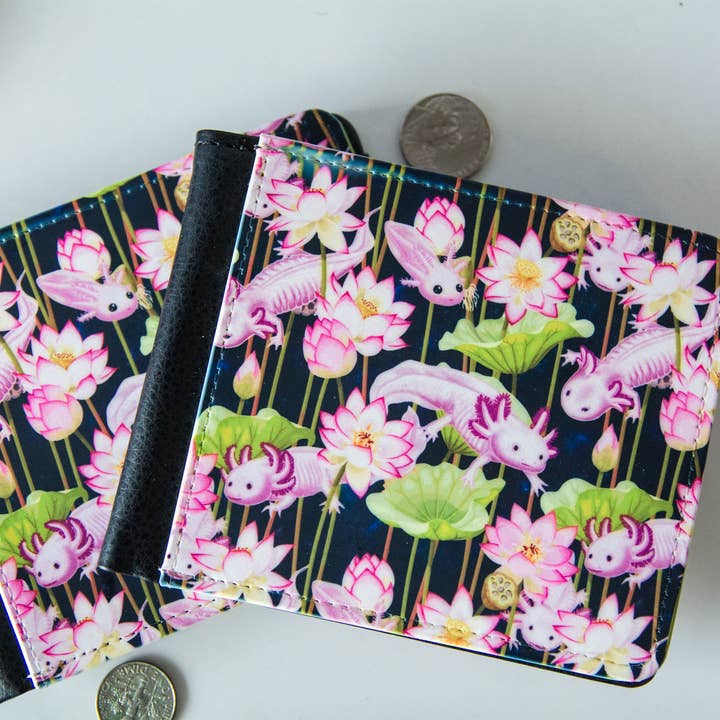 Pink Axolotl Wallet, small wallet for wholesale by The Slug And Kraken