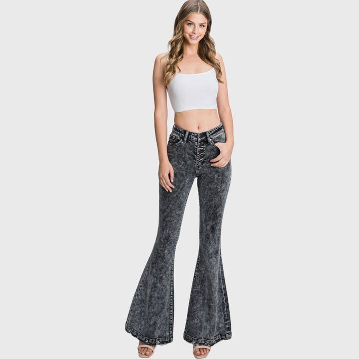 P226EFH-BA. BUTTON UP SUPER HIGH RISE STRETCH EXTREME FLARE for wholesale by Petra153