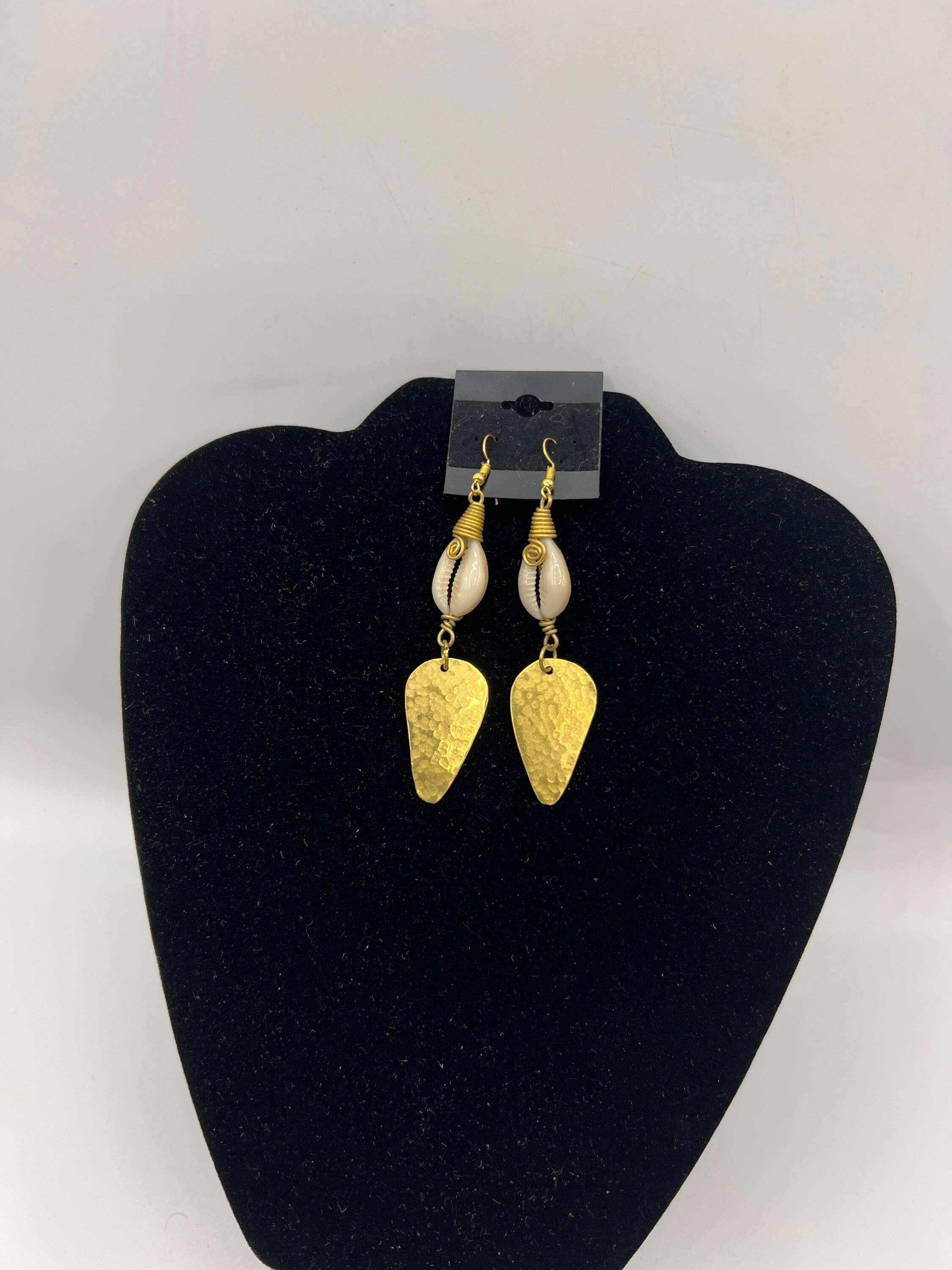 KENYAN SAFARI DESIGNS - Wholesale Dangle Earrings - Cowrie Shell Brass Earrings2