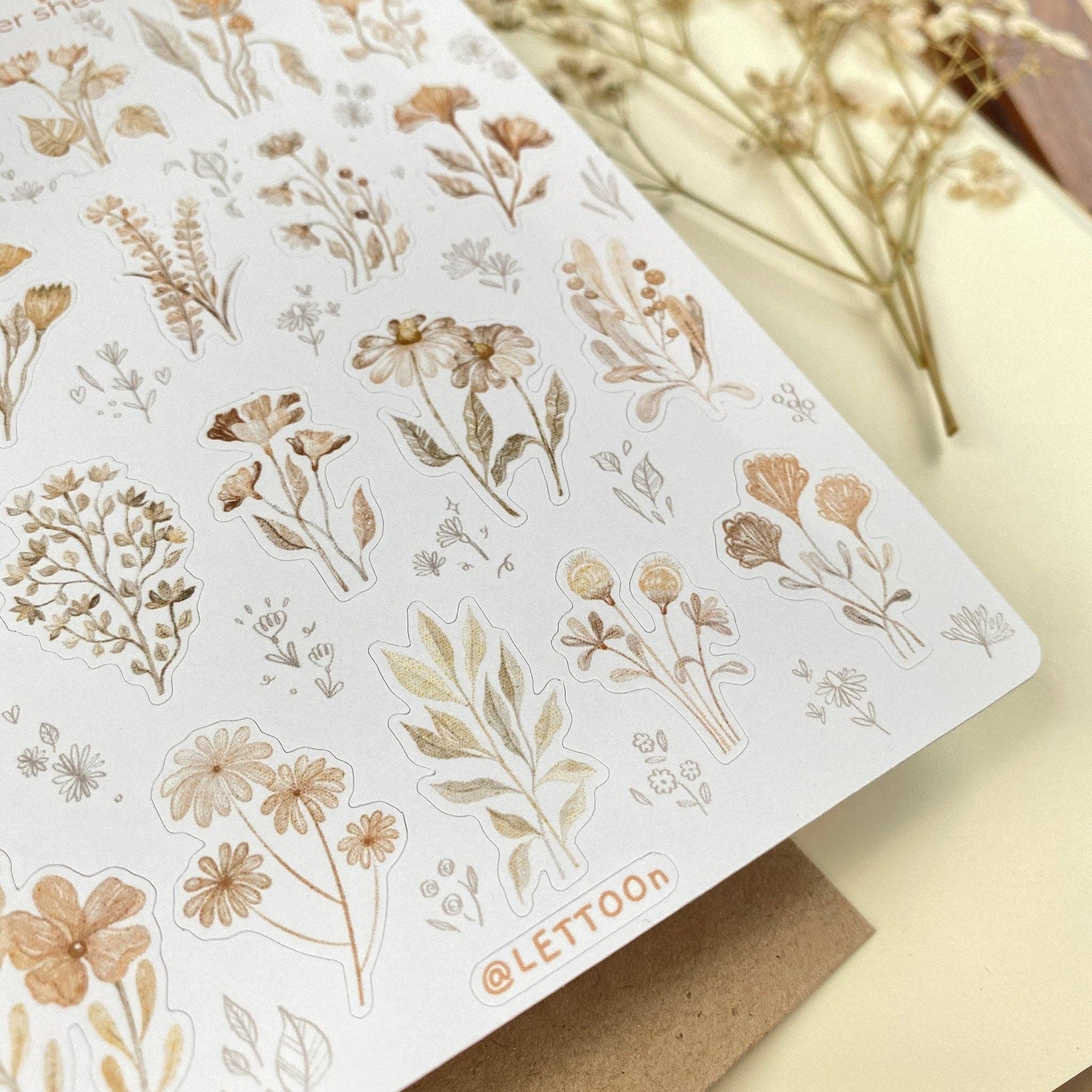 Lettoon – Großhandel Aufkleber – Stickerbogen – Sanfte Blumenmotive7