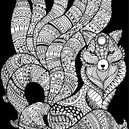 Kitsune (Fox 9-Tails) Small Picture w/12 markers 8.25 x 11.5 for wholesale by Colorverse