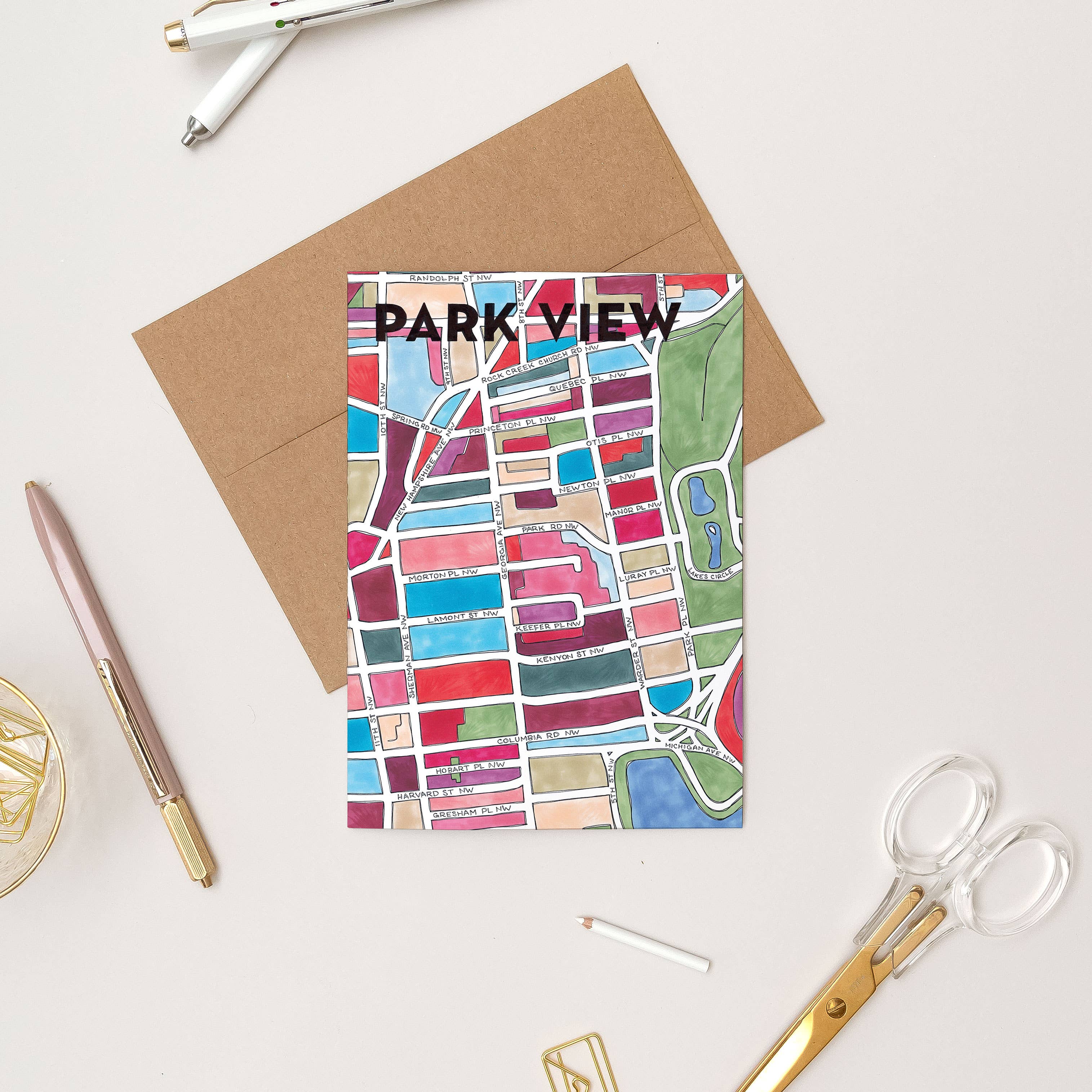 Terratorie Maps + Goods - Wholesale Everyday Greeting Card - Park View Map Art Greeting Card0