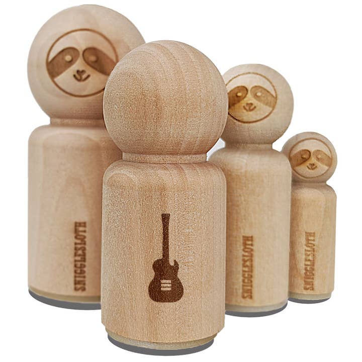 Tampon en caoutchouc en forme de silhouette de guitare électrique pour estamper des planificateurs d'artisanat pour la vente par Sniggle Sloth
