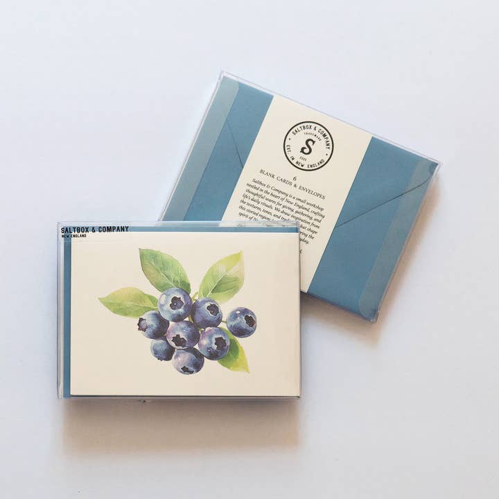Blueberries - Box of 6 Note Cards for wholesale by Saltbox & Company