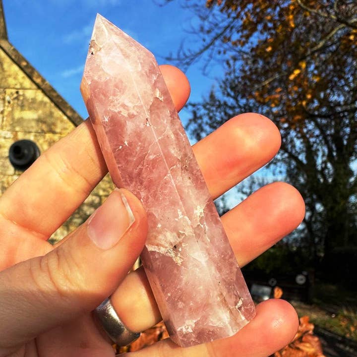 Elf Kendal Hippies - Wholesale Spiritual Stone/Crystal - Rose Quartz tower 8-10cm pink quartz wand crystal point pink4