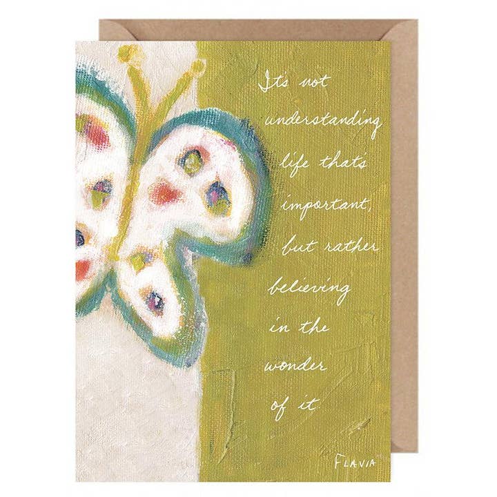 Carte Comprendre la vie... Flavia par Flavia Weedn 100% Coton Fabriqué en Suisse 0002-5921 pour la vente par Flavia Art Studios