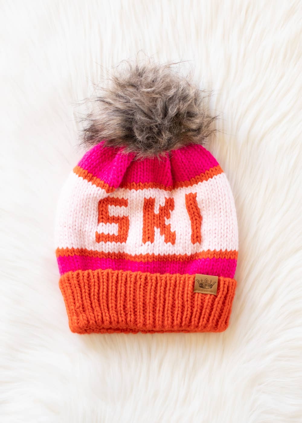 Panache Apparel Co. - Wholesale Beanie - Women's - Orange, Blush & Pink Ski Pom Hat4