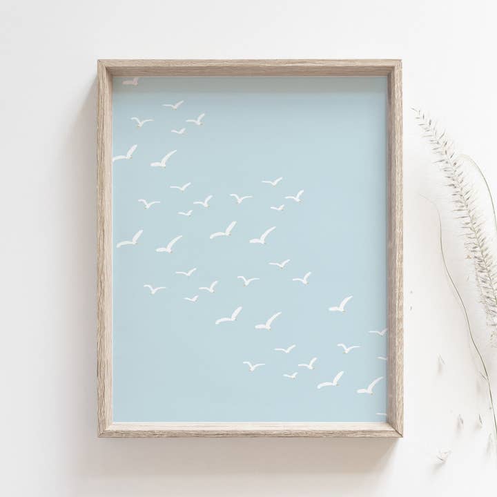 Seagulls Illustration / Handmade Giclée Print for wholesale by Bleu Marie Artwork