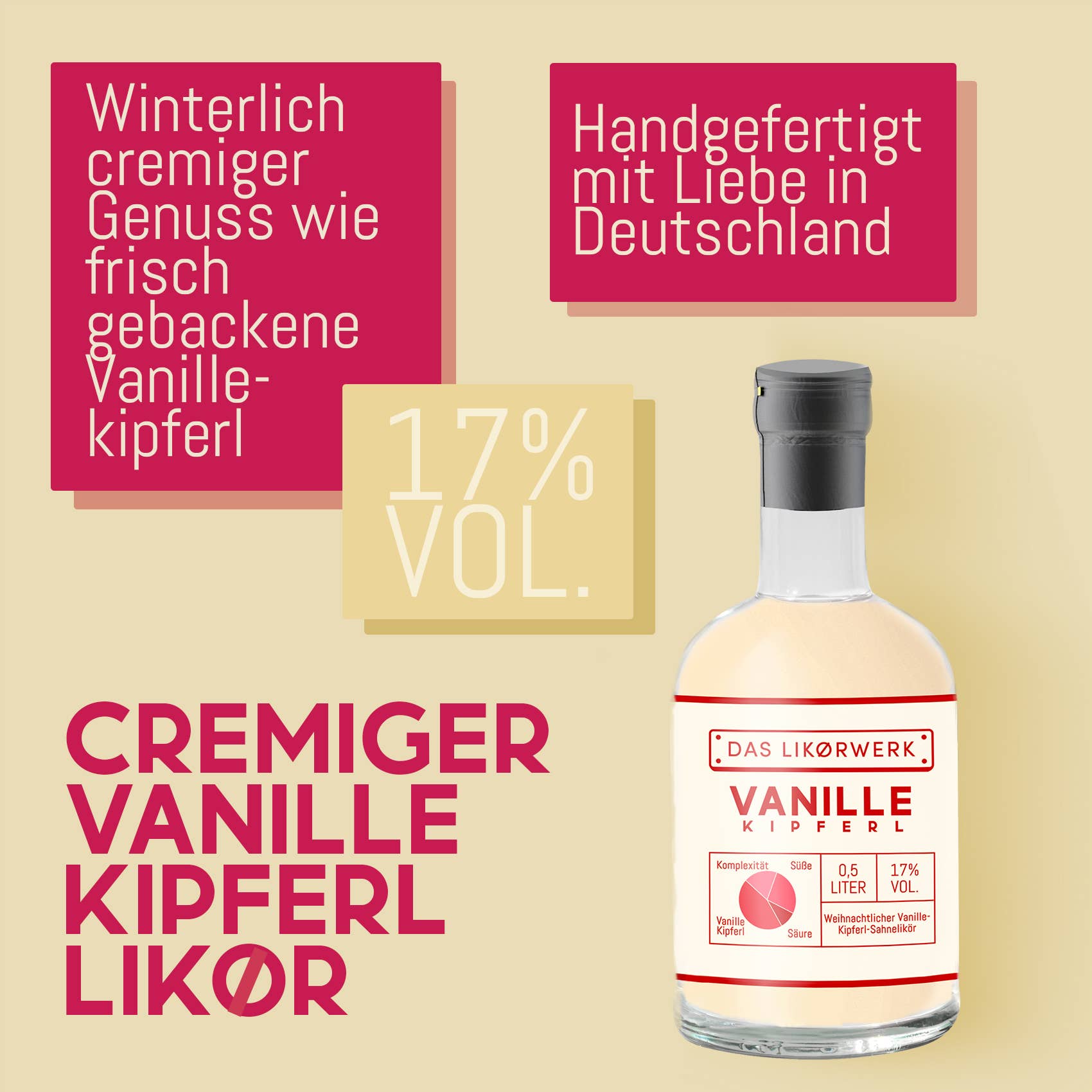 Märkische Spezialitätenbrennerei - Vendita all'ingrosso Liquore - Liquore di vaniglia Kipferl 500 ml 17% Vol1