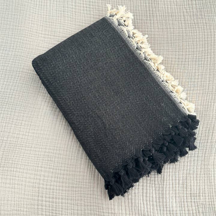 Moa – wholesale Throw blanket – 100% Cotton Black Throw Blanket