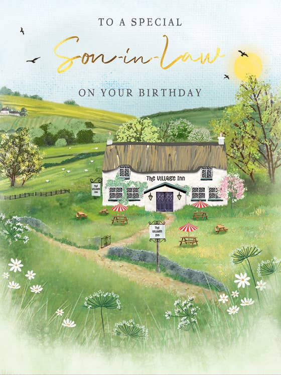 Birthday Card, Son In Law, Pub Scene for wholesale by Piccadilly Greetings