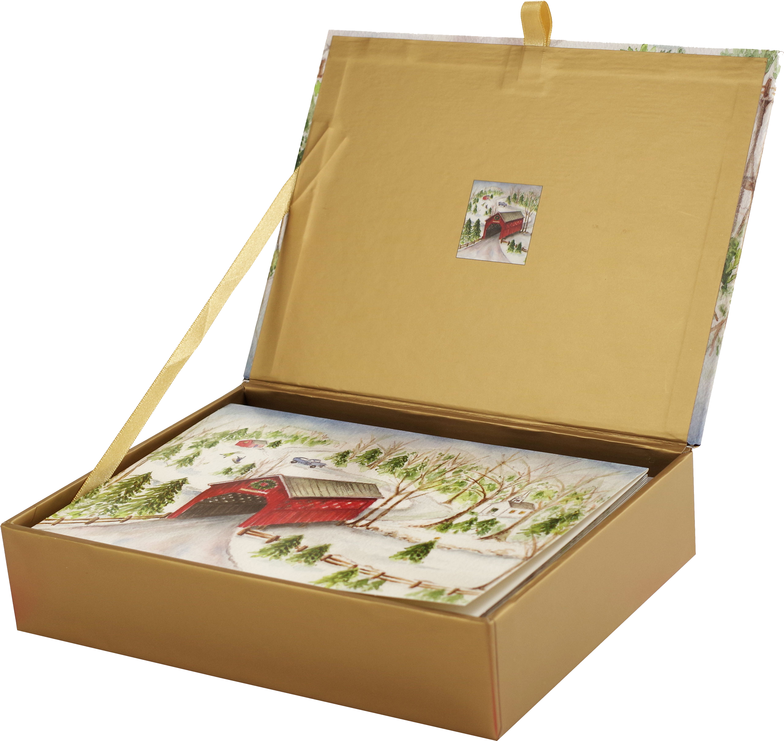 Peter Pauper Press - Wholesale Season's Greetings Card - Covered Bridge Deluxe Boxed Holiday Cards1