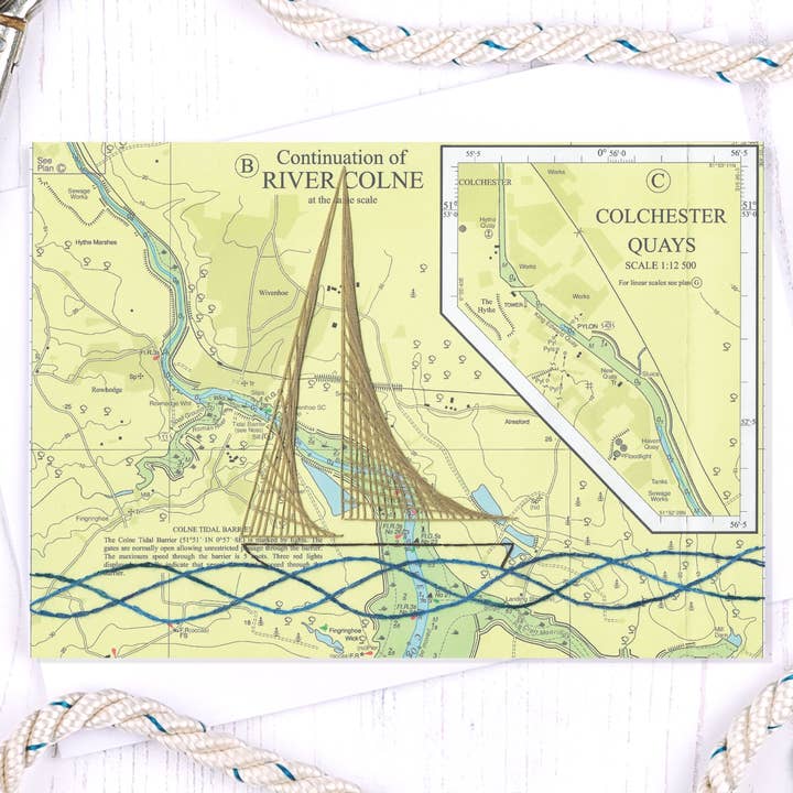 Colchester Wivenhoe Sailing Boat Greetings Card for wholesale by NaviStitch
