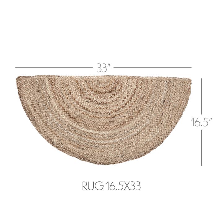 VHC Brands - Wholesale Door Mat - Natural Jute Rug Half Circle 16.5x33