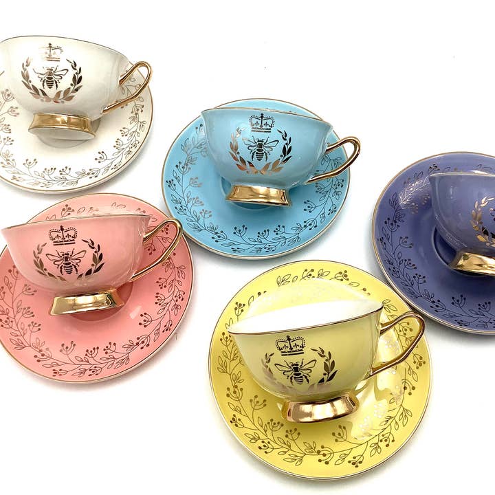 All Little Cute Things - Wholesale Tea Set - Regency Golden Bee Yellow with Gold Teacup and Saucer4