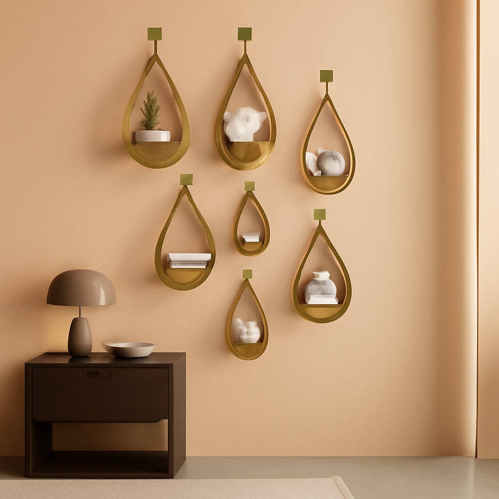 Tear Drop Wall Mirror Set Gold For Bedroom Living Room for wholesale on Faire0