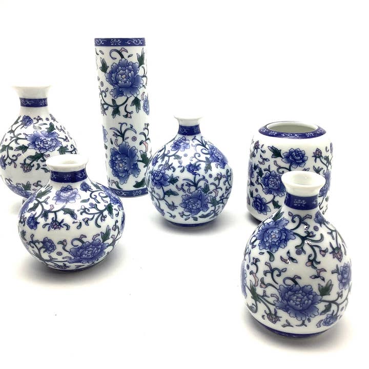 All Little Cute Things - Wholesale Vase - Assortment Blue and White Bud Flower Vases, Centerpieces2