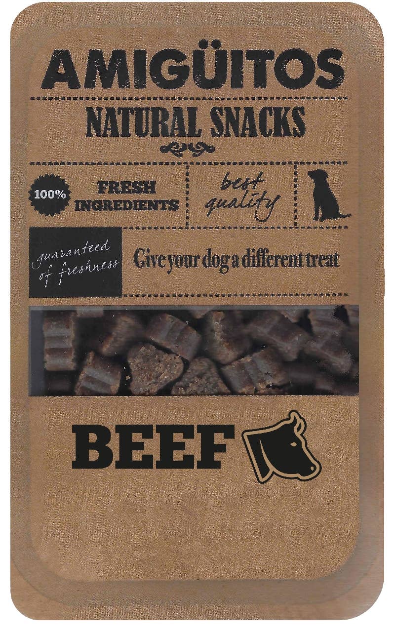 Finest Petfoods - Wholesale Pet Treats - Dog - Amiguitos DOGSNACK Beef 100 gr.0