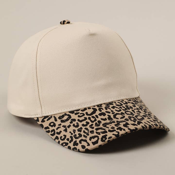 Leopard Pattern Two-Tone Canvas Trucker Hat for wholesale on Faire