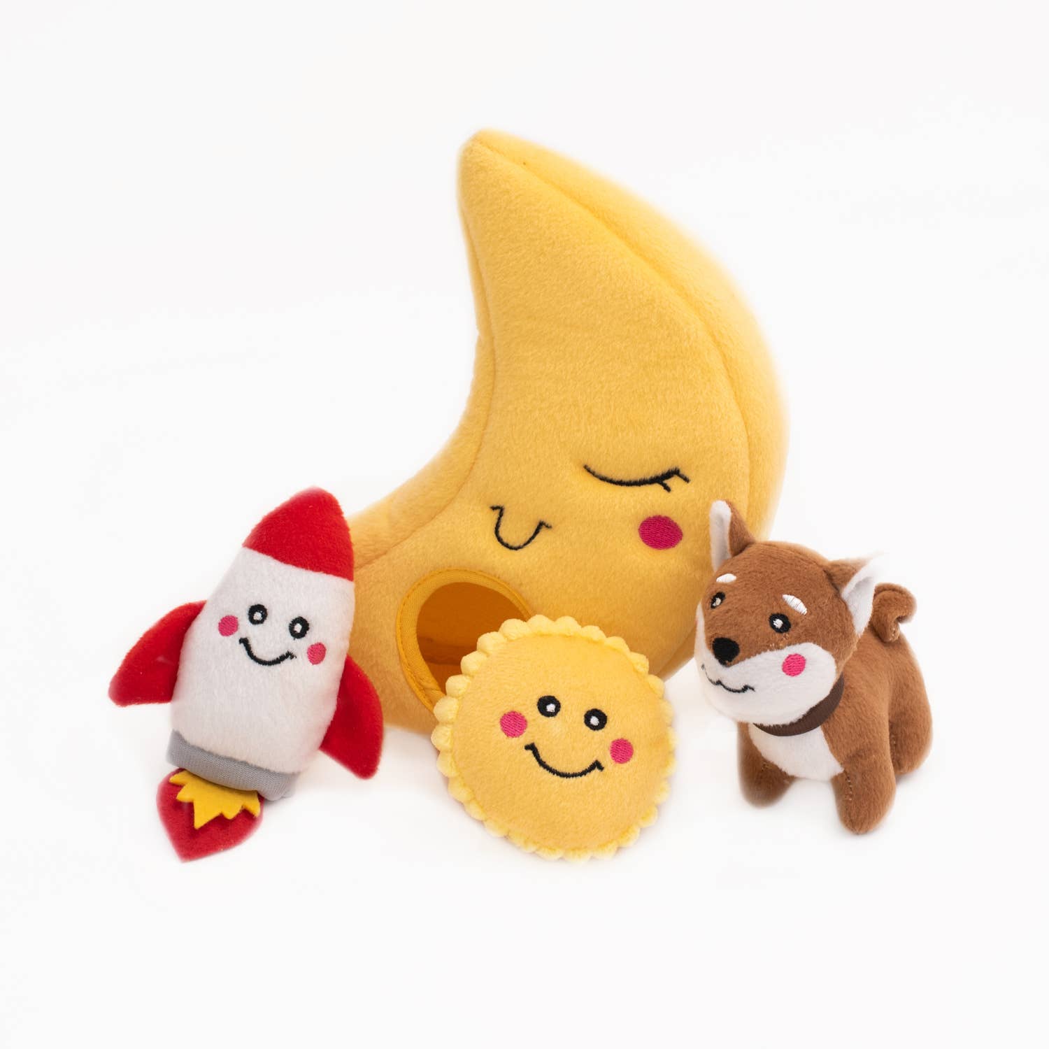 ZippyPaws Food Buddies Burrow, Interactive Squeaky Hide and Seek Plush Dog  Toy - Milk and Cookies 