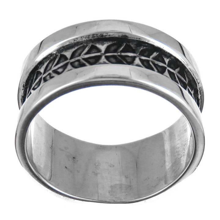 anillo de banda de plata de ley 925 con signo de la paz para venta al por mayor de FifiRose