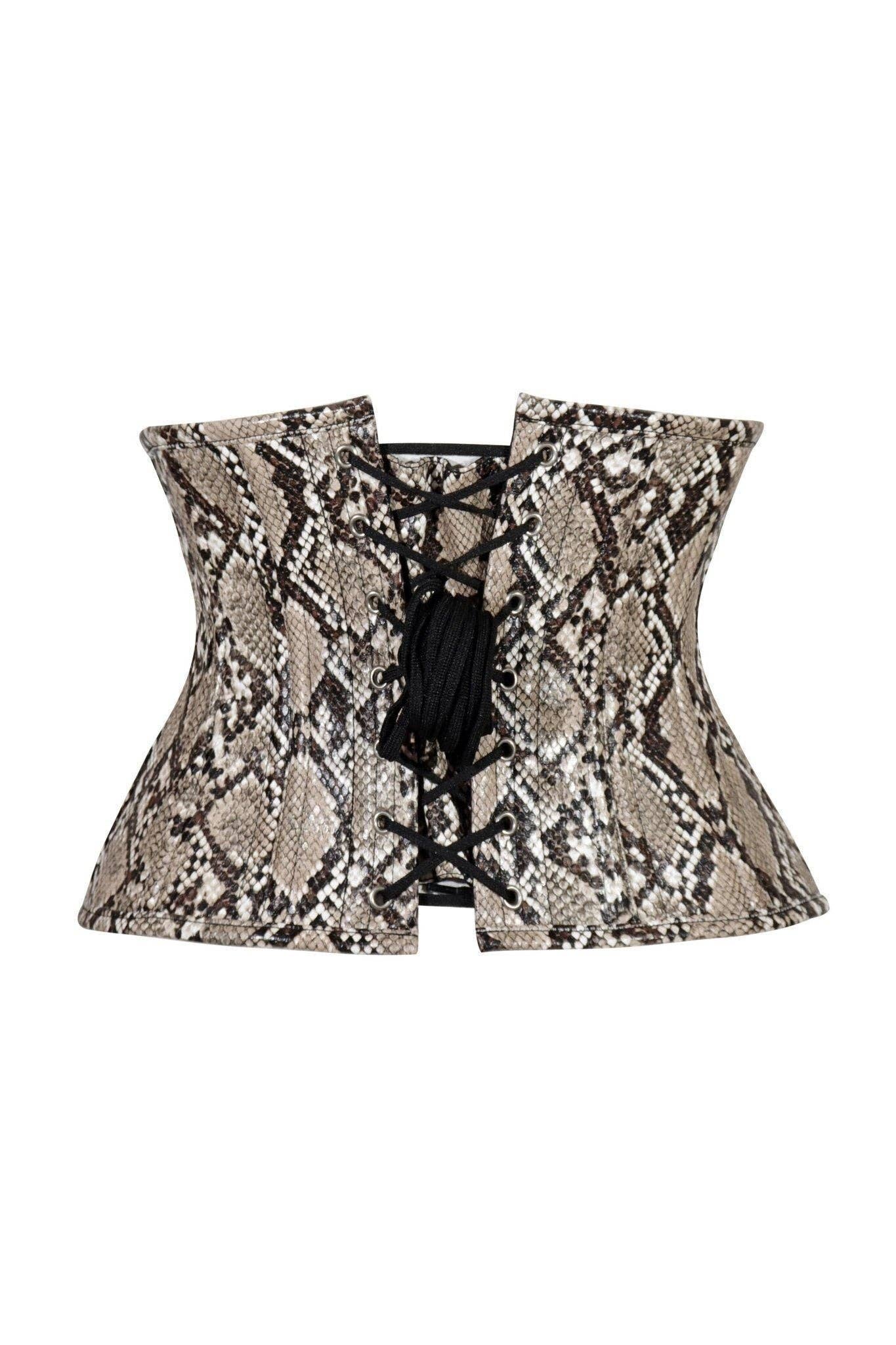 Daisy Corsets - Vente Corset – femme - Mini corset serre-taille sous-poitrine à imprimé peau de serpent somptueux avec fermeture à busk2