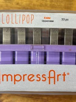 ImpressArt LOLLIPOP Uppercase Letters 4mm Metal Stamps Hand Stamping NEW for wholesale by Garmy Books