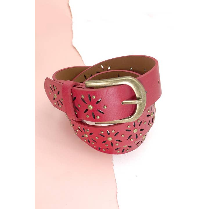 JOSSLYN by wall to wall - Wholesale Belt - Women's - FLOWER CUTOUT CLASSIC BUCKLE BELTS | 40BT615