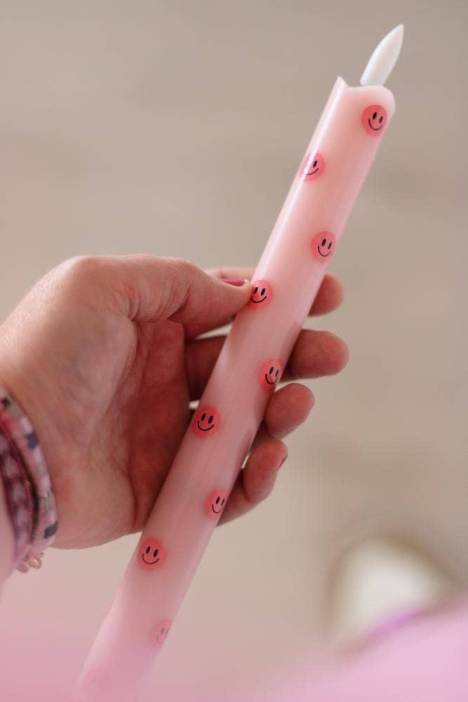 Aifcandles - Wholesale Flameless Candle - LED Pillar Candle Smiley Pink - Set of 212