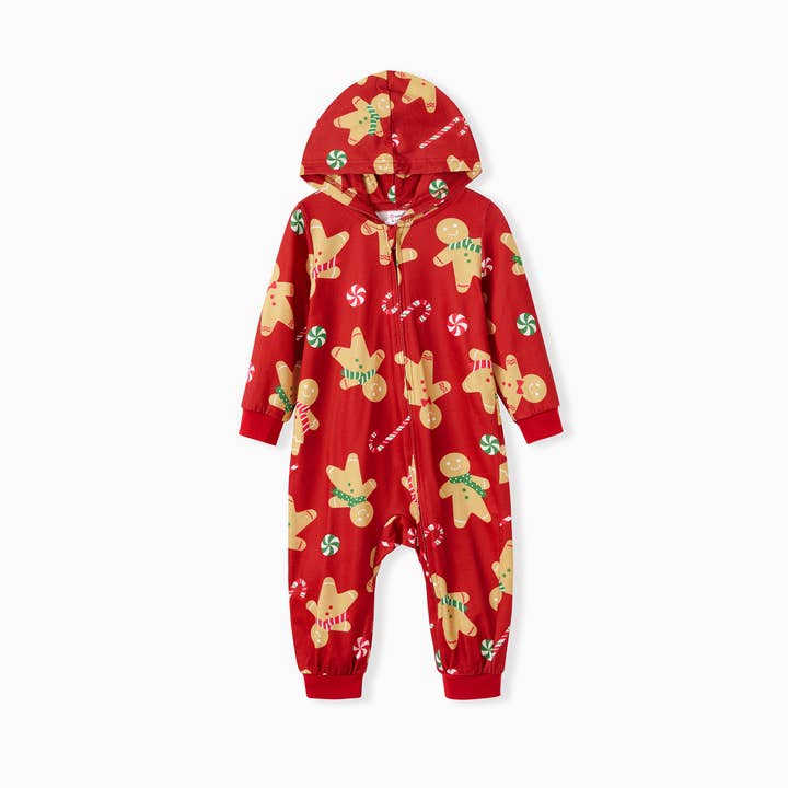 Red Christmas Family Gingerbread Man Onesies ( Flame Resistant ) for wholesale on Faire