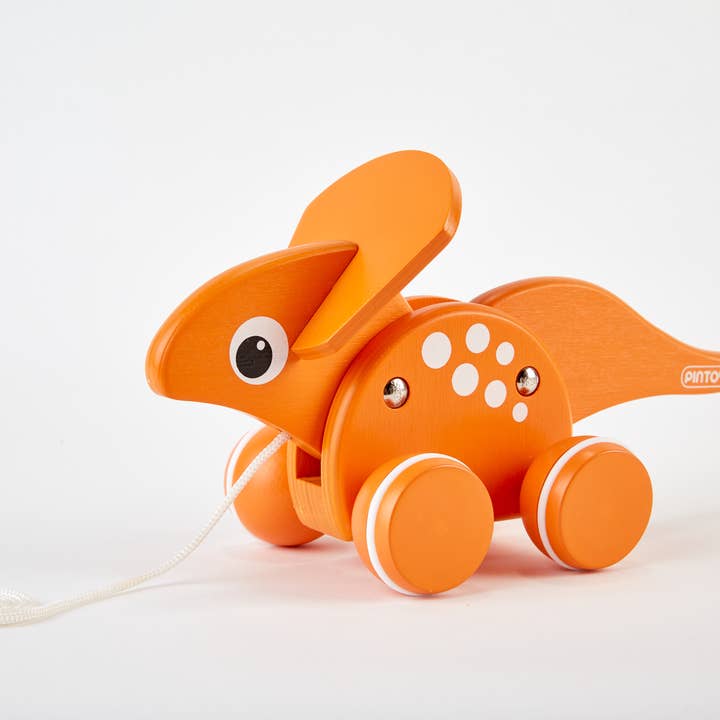 PINTOY Pull-Along Triceratops for wholesale by Uniche Collective