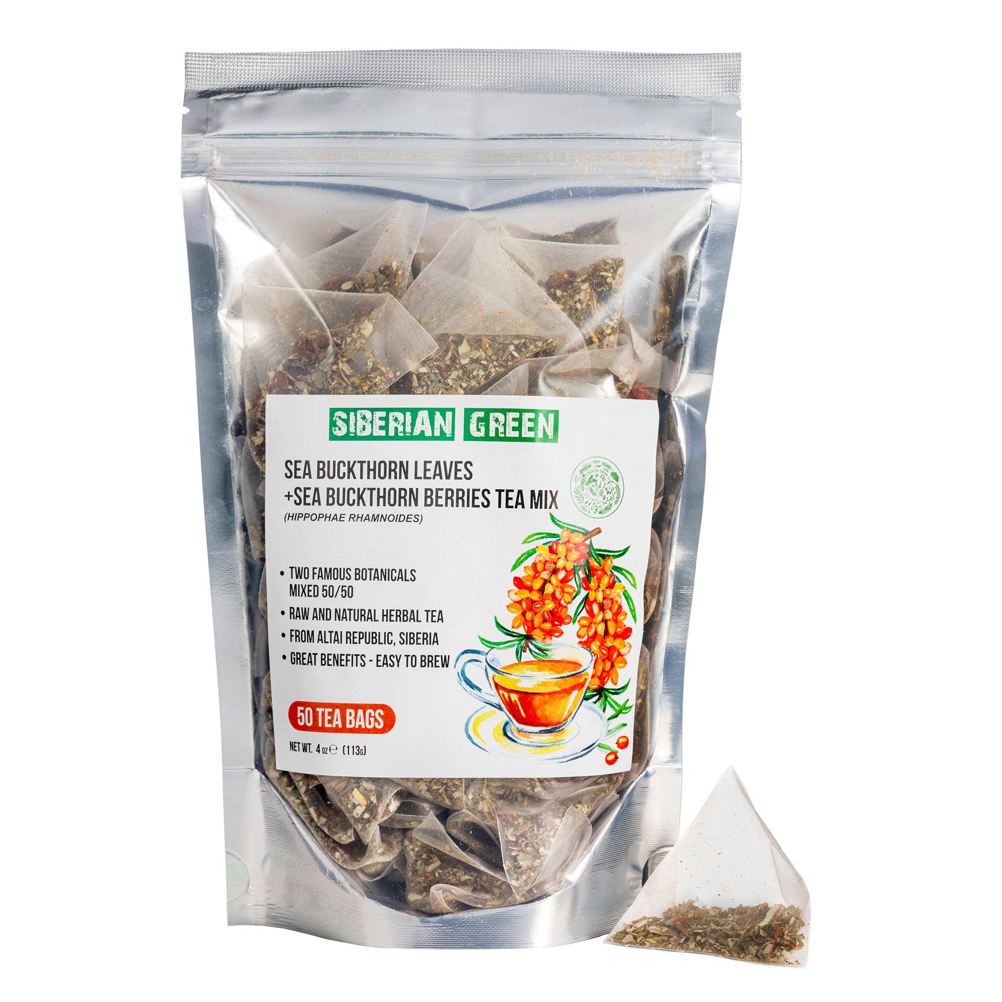 SiberianGreen - Wholesale Tea Bags - Sea Buckthorn Berry & Leaf Tea – 50-Pack Caffeine-Free Herbal Tea3