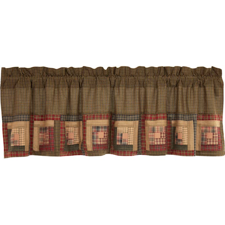 VHC Brands - Wholesale Valance - Tea Cabin Valance Log Cabin Block Border 20x72