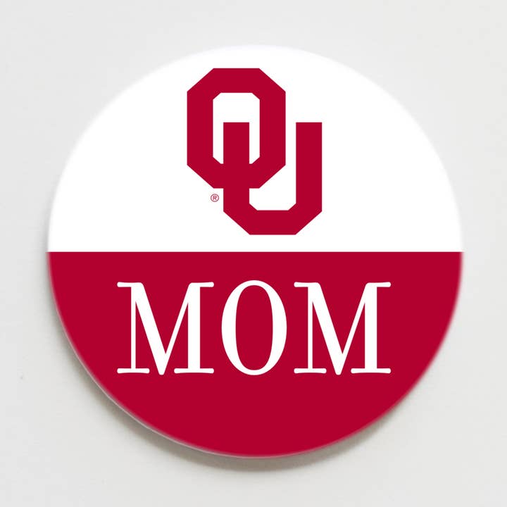 University of Oklahoma Mom Button - 2.25 inch for wholesale by Good Vibez Collegiate