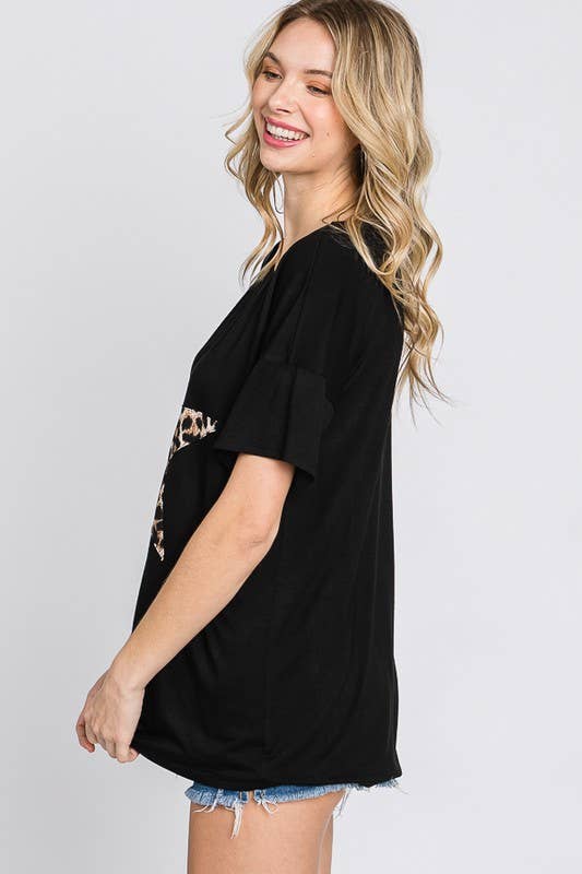 HEIMISH - Vendita all'ingrosso Tunica - Donna - ST1877-11 TOP CON STAMPA ANIMALE LEOPARDO E PATCH A STELLA5