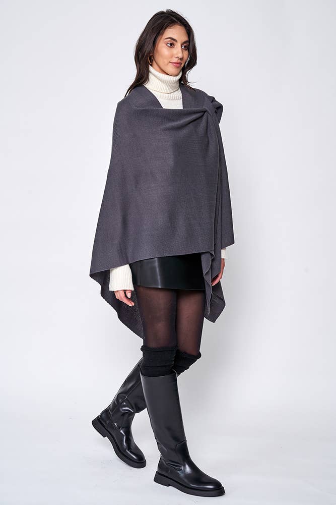 Hana - Venta al por mayor Poncho - Mujer - Ruana sólida con correa para el hombro22