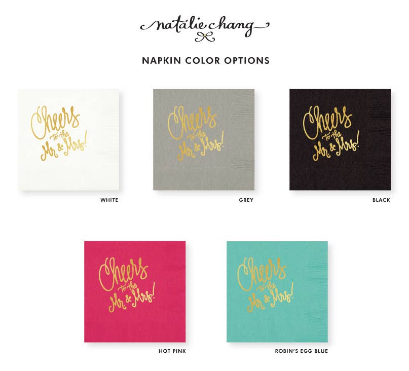 Natalie Chang - Wholesale Disposable Napkin - Cheers to Mr. & Mrs. | Napkins (5 colors)1