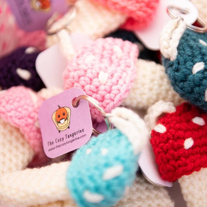 The Cozy Tangerine - Wholesale Keychain – Women's - Mushroom Keychain | Crochet Lighter & Chapstick Holder17
