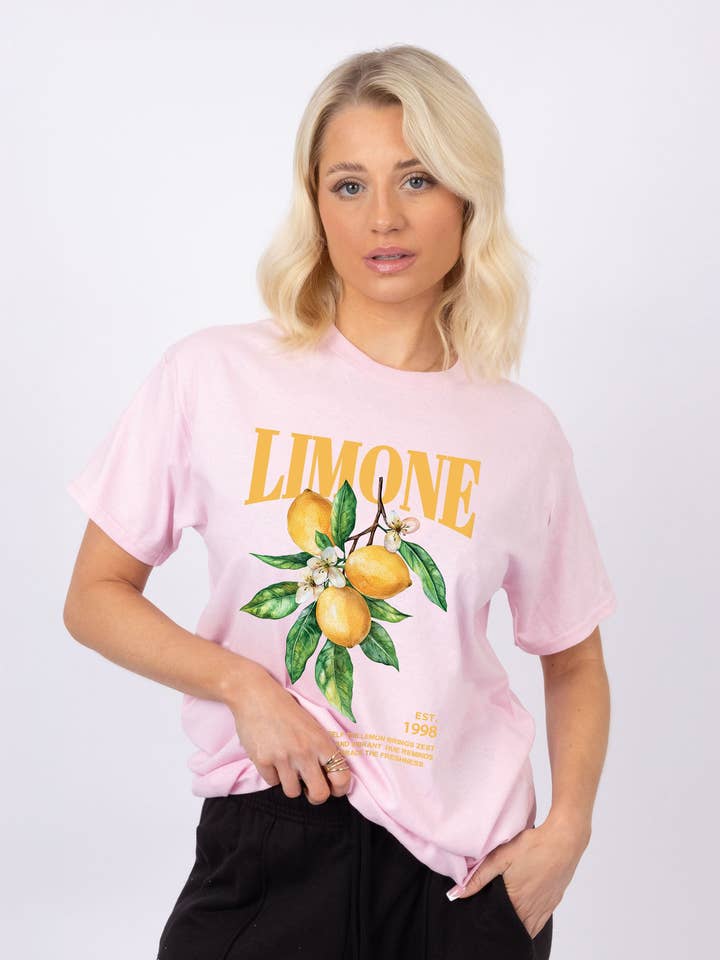 Regular fit T-shirt in Limone Rise Print for wholesale by Missi Clothing