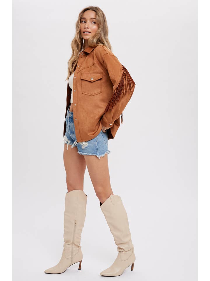 Bluivy - Wholesale Shirt Jacket/Shacket - Women's - VEGAN SUEDE FRINGED SHACKET22