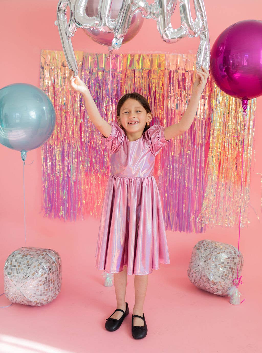 Ollie Jay – wholesale Klänning – Barn – Puffklänning i rosa lamé13