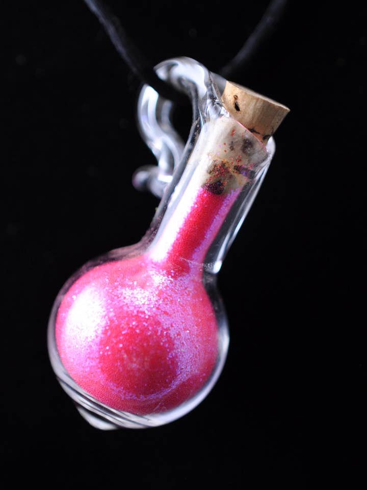 Collar de Botella de Cristal con Polvo de Hada Rosa para venta al por mayor de Crystal Dragon