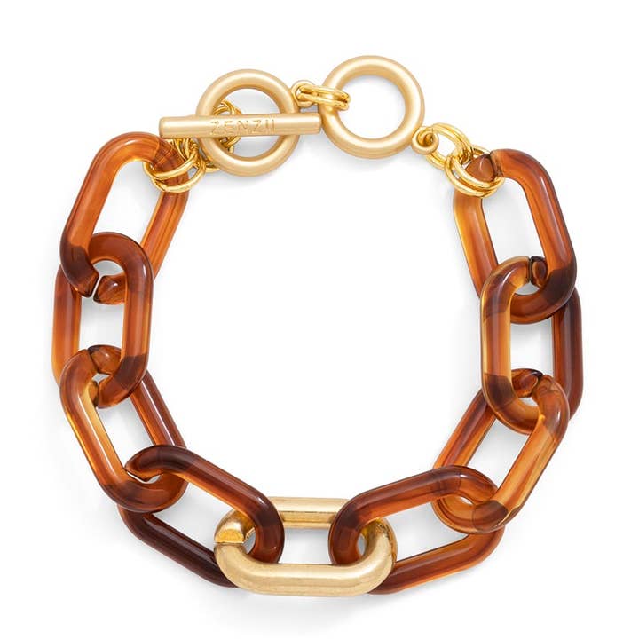 TORT D Tortoise & Metal Link Toggle Bracelet for wholesale on Faire2