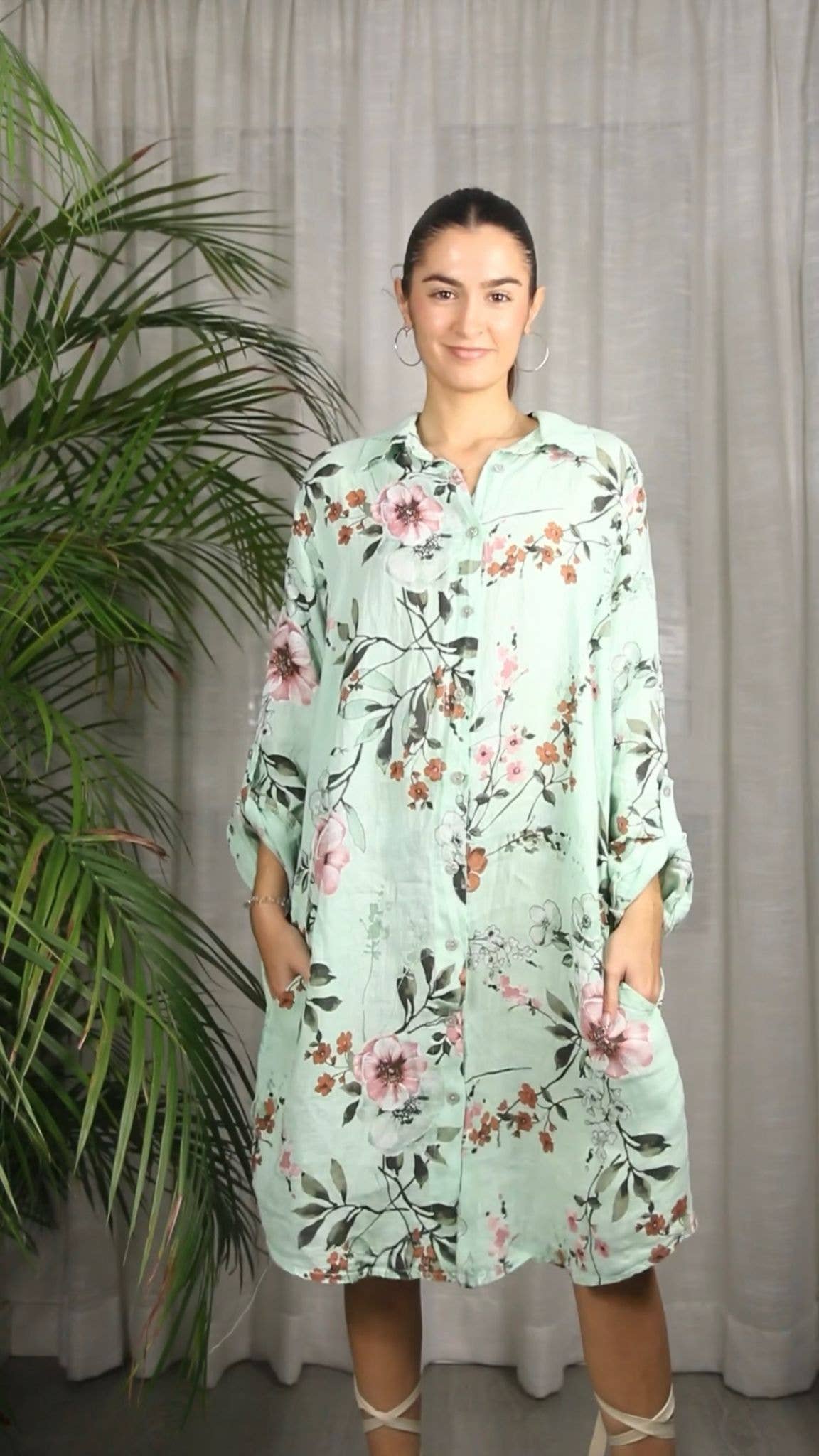 Linen & More – wholesale Klänning - Dam – REF 20272 KORT KLÄNNING MED 100% LINNETRYCK5