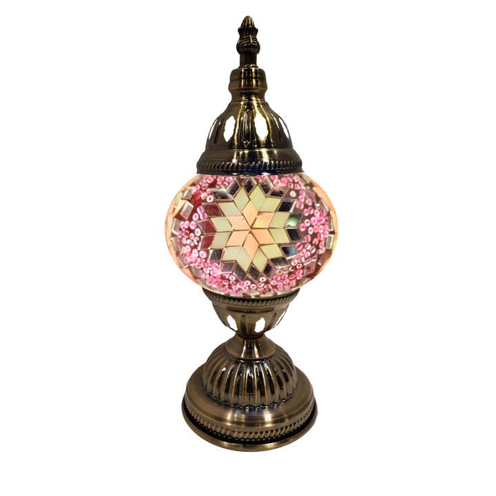 Lámpara de escritorio de mosaico - mosaico rosa y blanco rodeado de rosa para venta al por mayor de Access by Mediterranean Concepts